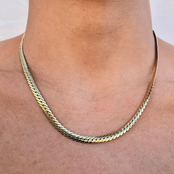 Gold Herringbone Choker Necklace