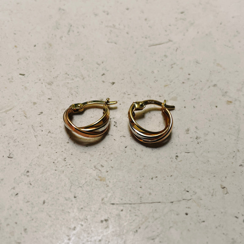 Mini Three Tone Twist Hoops