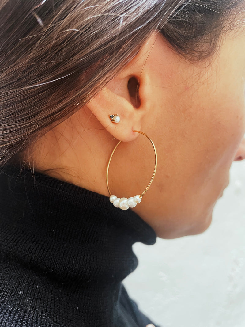 Pearl Hoop Earrings