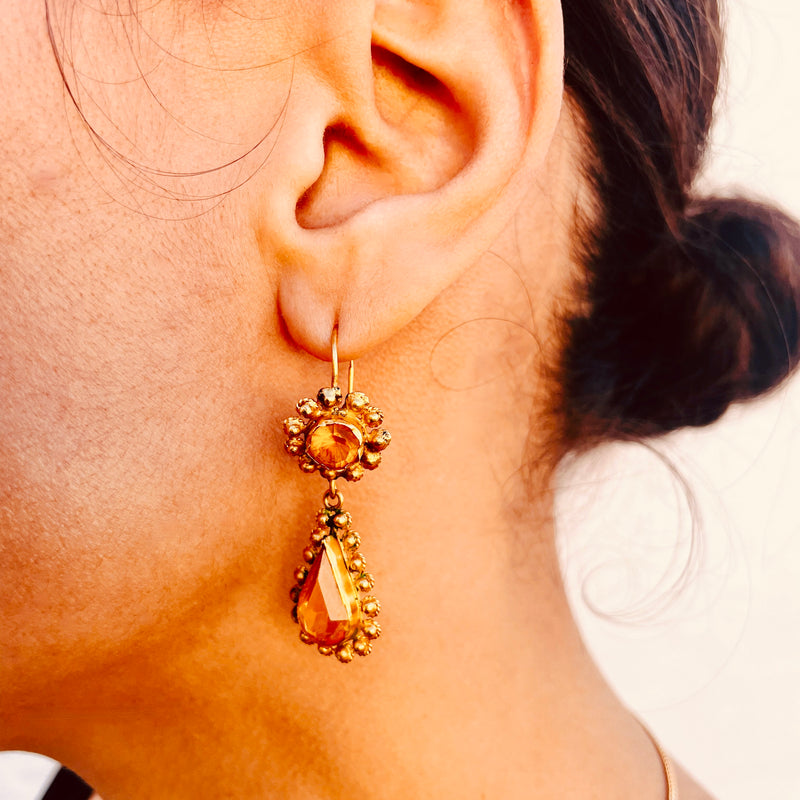 antique citrine earrings