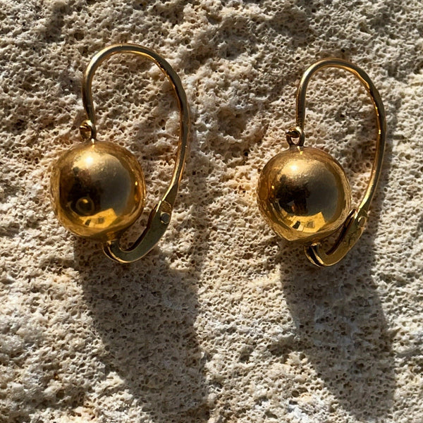 drop sphere earrings gold